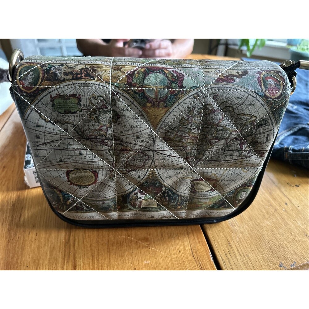 Goby Handbag‎ Map Print Travel Theme Satchel Purse Womens Unique Accessory